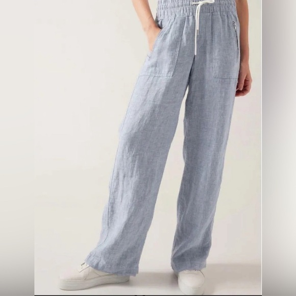 Athleta chambray blue Cabo linen wide leg pant size 4 - Picture 5 of 11